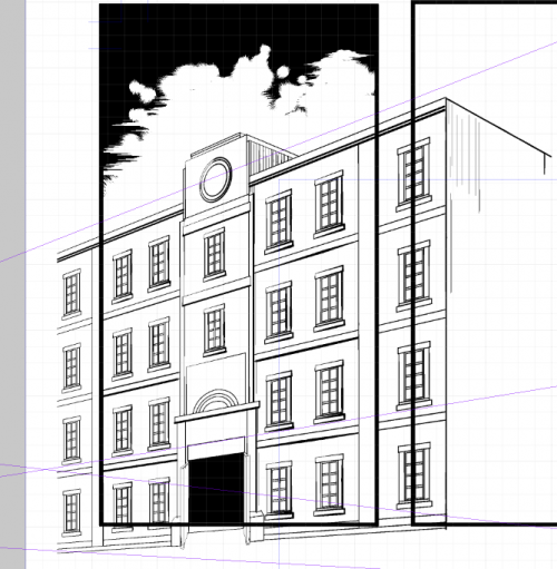 漫画の背景 超簡単 素材を使って5分で描く建物の描き方 デジタル